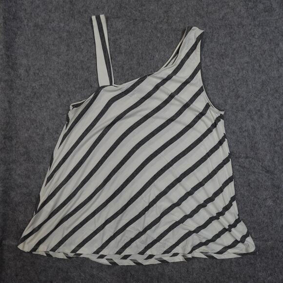 Anthropologie Top Womens Small Sunday in Brooklyn Tank Striped Asymmetrical Neck - Picture 4 of 8